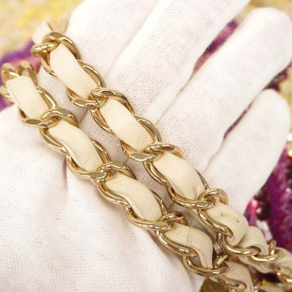 Chanel Shoulder Bag with Double Flap and Chain, Sequins, Gold, Pink, Champagne - Picture 8 of 12